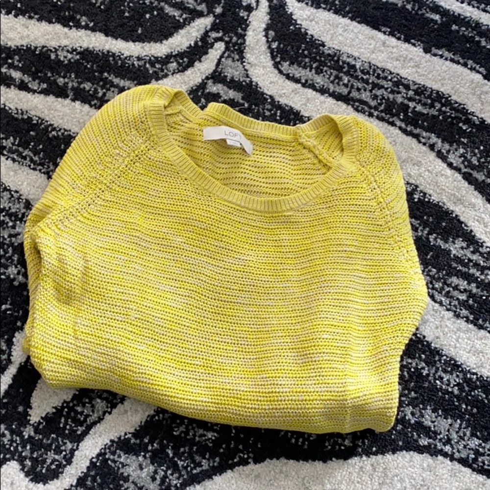 loft neon yellow 3/4 length knit sweater